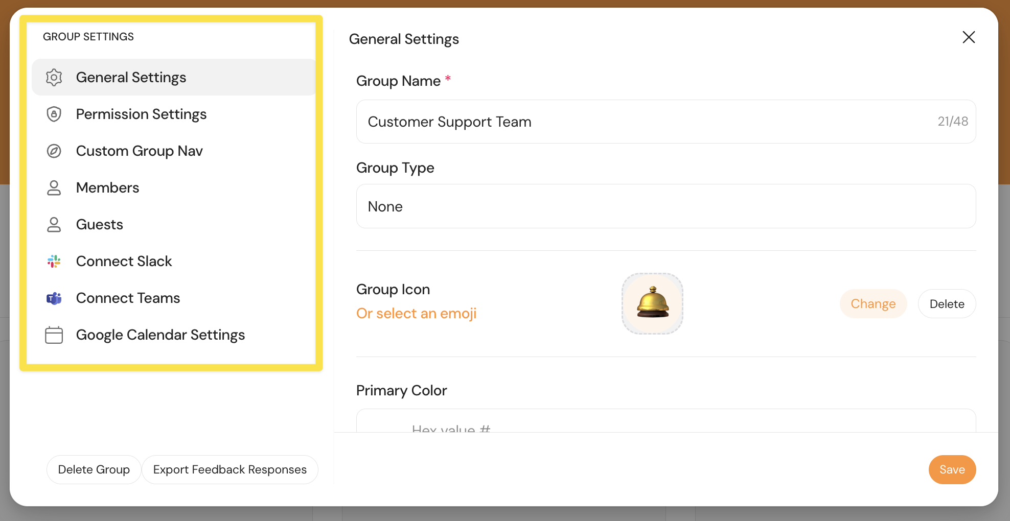 Managing Group Settings and Customizations